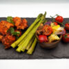 Chicken tikka with steamed asparagus and med veg