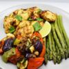 Cilantro and lime chicken tikka with med veg and steamed asparagus.